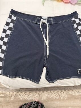 Quiksilver Navy Boardshorts with Black Waistband and White Stitching